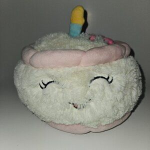 Squishable Birthday Cake Plush Stuffed Animal 8" Wide White Pink Face Candle